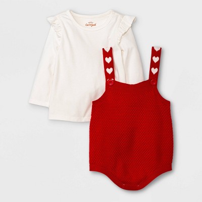 Baby Girls' Valentine Sweater Top & Bottom Set - Cat & Jack™ Red 12M