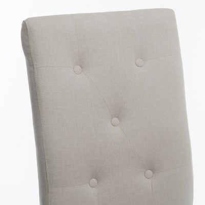 Natural Linen Upholstered Side Chair with Wood Legs, Set of 2
