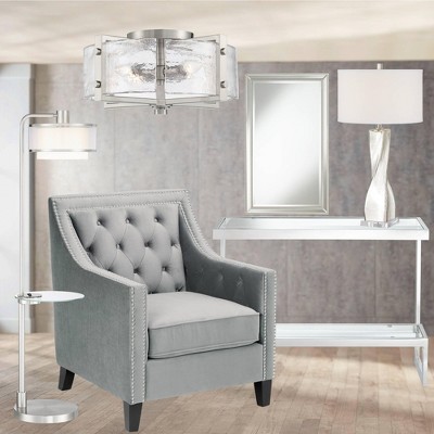 Helena Bright Silver Beveled Rectangular Wall Mirror 47"