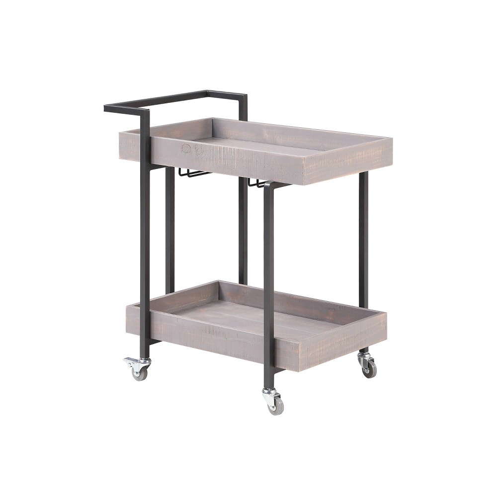 Ventner 2 Shelf Serving Cart Antique Gray - HOMES: Inside + Out: Rustic Wine & Drink Cart with Locking Wheels