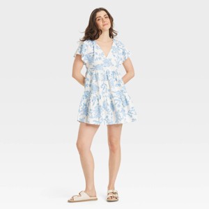 Women's Flutter Short Sleeve Woven Mini Skater Dress - Universal Thread™ - 1 of 3
