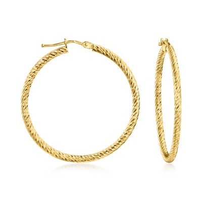 Ross-Simons Italian 10kt Yellow Gold Diamond-Cut Hoop Earrings
