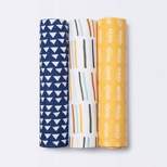 Muslin Swaddle Blankets Primary - Cloud Island™ Navy/Yellow 3pk