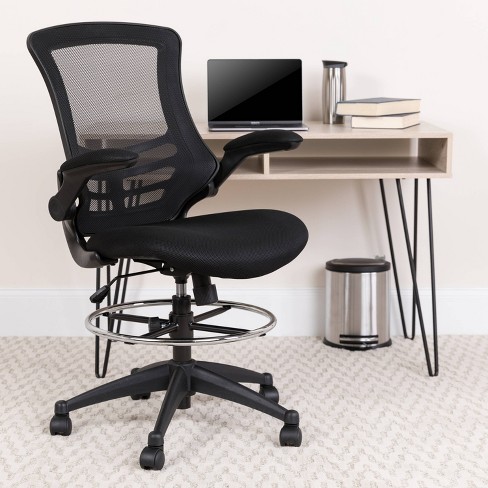 Mid Back Ergonomic Drafting Chair With Adjustable Foot Ring Black Riverstone Furniture Target