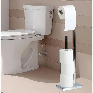 Home Mart Goods 27.5" Tall - Chrome Stainless Steel Toilet Paper Holder and Reserve - 1 of 4
