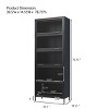 78.75'' Tall Modern Iron Bookcase with Glass Doors,Black 5-Tier Display Cabinet with LED Lighting for Living Room Home Office-Baofuwish - 4 of 4