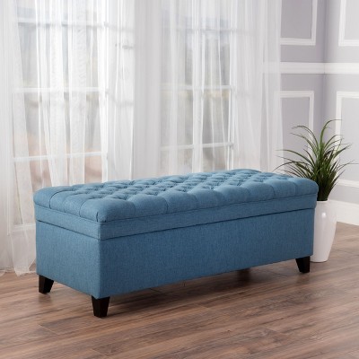 CAVINAS Polyester Storage Ottoman Bench with Tufted Top and Tapered Feet,Upholstered Storage Ottoman,Storage Benches for Living Room,Bedroom