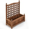 Tangkula Set of 2 Outdoor Wooden Plant Box Flower Plant Growing Box Holder with Trellis - 4 of 4