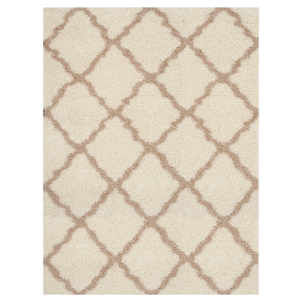 Ivory/Beige Geometric Shag/Flokati Loomed Area Rug - (8'x10') - Safavieh