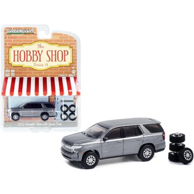 2021 Chevrolet Tahoe Satin Steel Gray Metallic with Spare Tires "The Hobby Shop" Series 11 1/64 Diecast Model Car by Greenlight