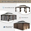 DOMETOUR 14x22FT Hardtop Gazebo, Galvanized Steel Roof, Aluminum Frame, Gutter System, Curtains & Netting, for Patio/Garden, Brown - 4 of 4