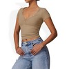 Anna-Kaci Women's Short Sleeve V-Neck Top with Grommet Details and Slim Fit - 4 of 4