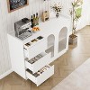 COZONY 48" Buffet Cabinet with 3 Drawers, Glass Doors & LED Lights, Modern Sideboard Storage Coffee Bar for Kitchen Dining Room - 2 of 4
