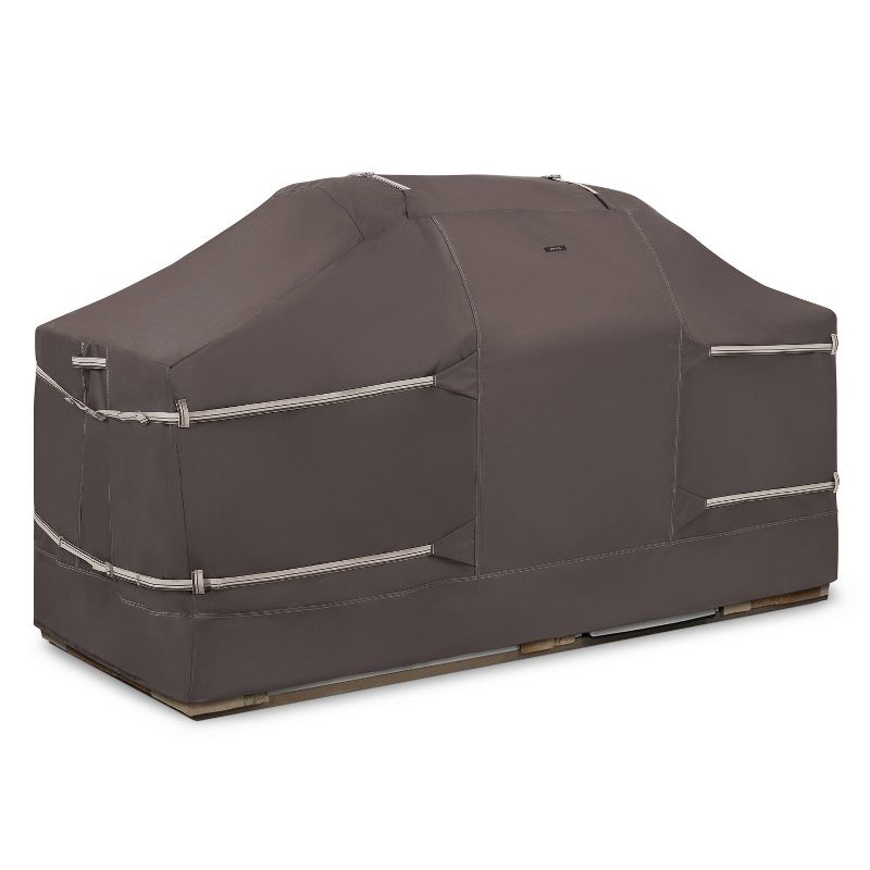 Classic Accessories Ravenna Water-Resistant BBQ Grill Cover 86&#34;x37&#34;x48&#34; for Island with Center Grill Head - Dark Taupe, 1 of 14
