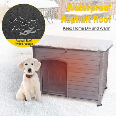 Medium Gray Insulated Wooden Dog House with Iron Frame