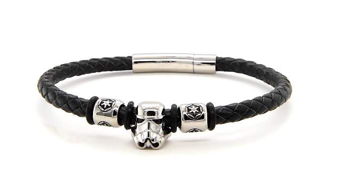 Men's Star Wars Stormtrooper and Imperial Stainless Steel Charm and Leather Bracelet - Black, 2 of 3, play video