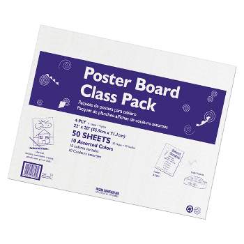 Pacon Poster Board Classroom pk, 22 x 28 Inches, 4-Ply Thickness, Assorted Color, pk of 50