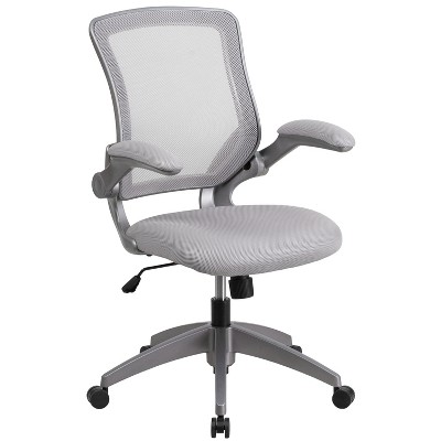 Flash Furniture Mid-Back Mesh Swivel Ergonomic Task Office Chair with Gray Frame and Flip-Up Arms