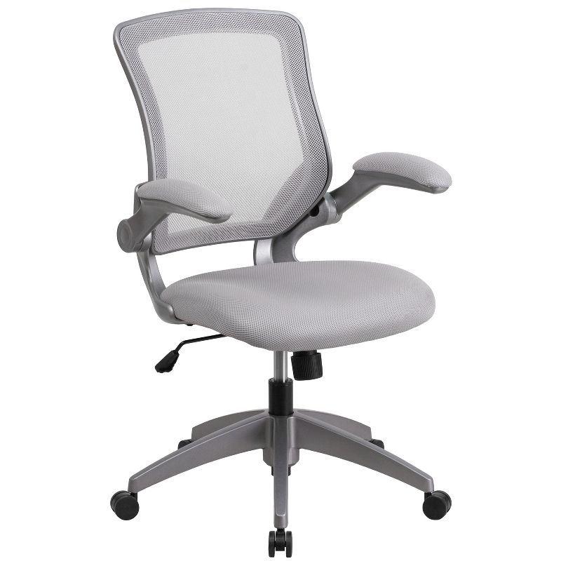 Flash Furniture Mid-Back Mesh Swivel Ergonomic Task Office Chair with Gray Frame and Flip-Up Arms, 1 of 15