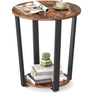 Round Side End Table, 2-Tier Accent Bedside Table with Storage Shelf, Easy Assembly - 1 of 4