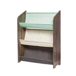 Honey-Can-Do Fabric Book Rack: Multicolor Decorative Bookshelf with 3 Open Shelves, Wood Composite Frame, 38" Height - 1 of 4