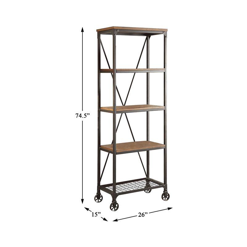 Millwood 26" 5 Shelf Metal Bookcase in Pine - Lexicon, 4 of 6