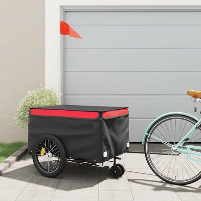 VidaXL Bike Trailer Black and Red 99.2 lb Iron