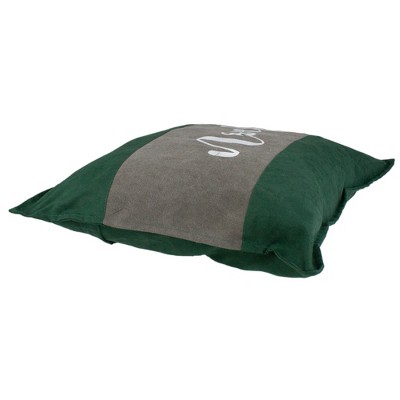 Green and Brown Suede Noel Typography Square Throw Pillow