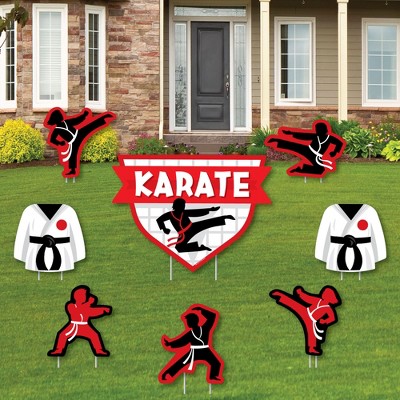 Big Dot of Happiness Karate Master - Yard Sign and Outdoor Lawn Decorations - Martial Arts Birthday Party Yard Signs - Set of 8