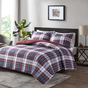 Sapphtopaz Bedding Comforter Set Quilt Set Scotchgard Down Alternative with Plaid Pattern - 1 of 4