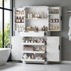 Fluted Pantry Cabinet with Keyboard Drawers & Door Spice Racks, Tall Freestanding Storage Cupboard with Adjustable Shelf for Kitchen, Dining Room - 2 of 4