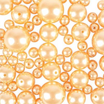 Bright Creations 90 Pack Gold Polished Pearl Beads for DIY Jewelry Making, Vase Fillers (1.15 in)