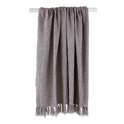 Soft Gray Chenille Knitted 50"x60" Throw with Fringed Edges