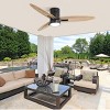 56" Ceiling Fan with Light and Remote, Flush Mount Ceiling Fan with 3 Solid Wood Blades for Living Room, Bedroom, Home Office-The Pop Home - 2 of 4
