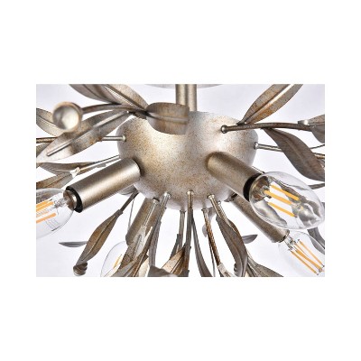 18.5 in Silver Leaf Crystal Flush Mount Light