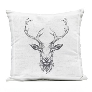 Stupell Industries Woodland Rustic Deer Antlers Outdoor Decorative Throw Pillow, 18 x 18 - 1 of 3