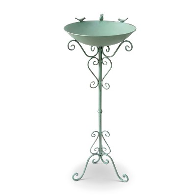 GIL 39.7"H Antique Green Metal Birdbath