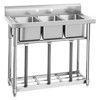 Stainless Steel Commercial Utility Sinks, Freestanding Single Bowl Sinks with Backsplash, Small Prep & Utility Sink - 2 of 4