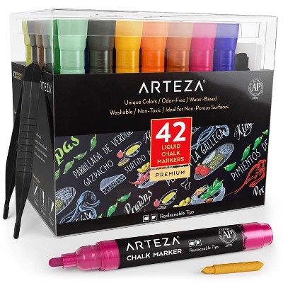 Arteza Non-Toxic Liquid Chalk Paint Markers, Assorted Colors, for Chalk Board - 42 Pack (ARTZ-8592)