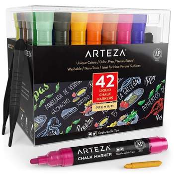 Arteza Non-Toxic Liquid Chalk Paint Markers, Assorted Colors, for Chalk Board - 42 Pack