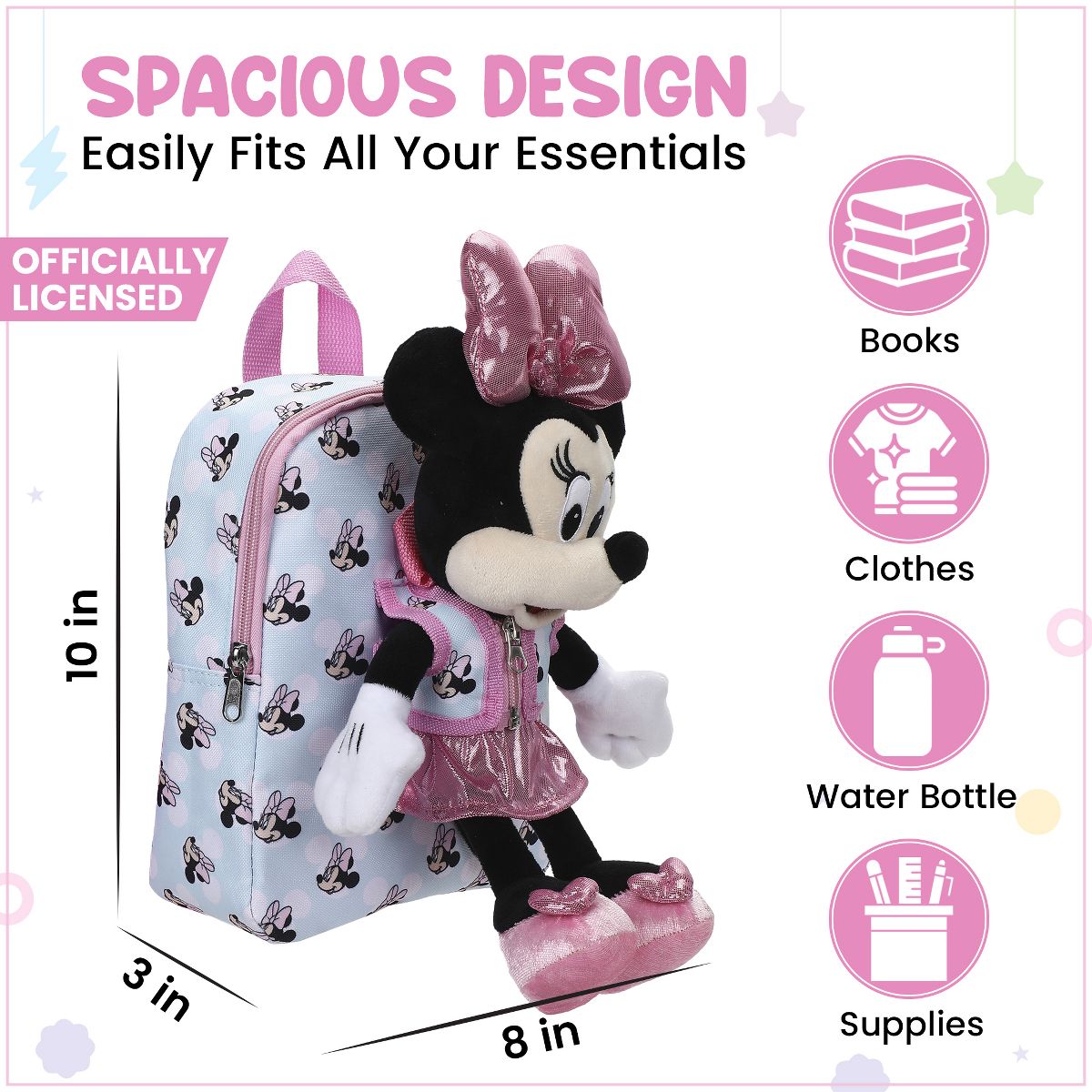 Disney Minnie Mouse Preschool Plush Mickey & 10" Backpack - thumbnail 3
