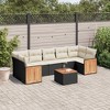 vidaXL Patio Sofa Set with Cushions Outdoor Furniture 8 Piece Poly Rattan - Black and Cream - 2 of 4
