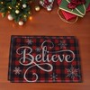 Unique Bargains Christmas Place Mats Plaid Snowflake Flax Red White Green 11.8"x17.7" 2 Pcs - 2 of 4