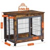 LAOTIES Wooden Dog Crate Furniture,Indoor Pet Kennel Side Table with Wheels,Double Doors And Lift-Top (31.5" W x 22.05" D x 25" H) - 4 of 4