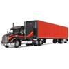 Peterbilt 579 with 72" Mid-Roof Sleeper and 53' Utility RollTarp Trailer Black and Red 1/64 Diecast Model by DCP/First Gear - 2 of 3