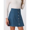INSPIRE CHIC Women's Faux Suede Button Front A-Line High Waisted Mini Short Skirt - 2 of 4
