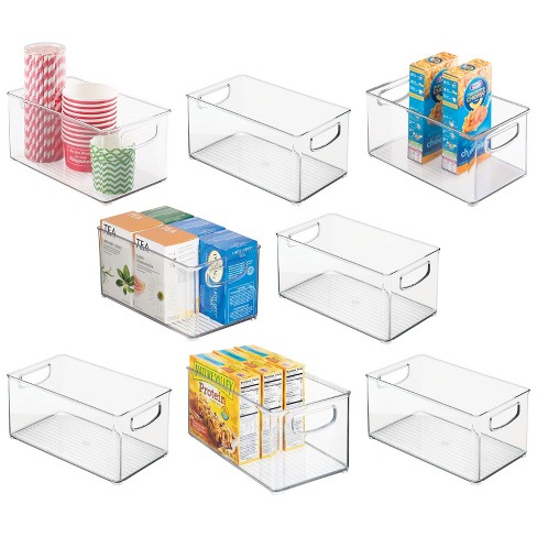 mDesign Linus Plastic Kitchen Food Storage Organizer Bin with Handles, 8  Pack - 10 x 6 x 5, Clear