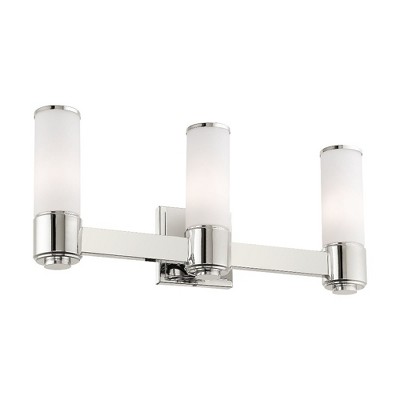 Polished Nickel Three-Light Bathroom Vanity Fixture