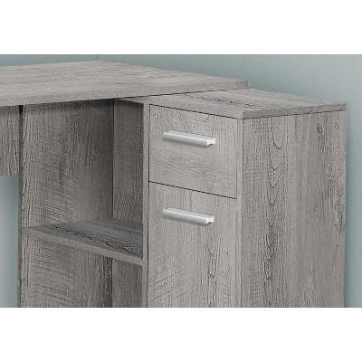 Transitional Gray Wood 46" L-Shaped Computer Desk with Drawer & Cabinet