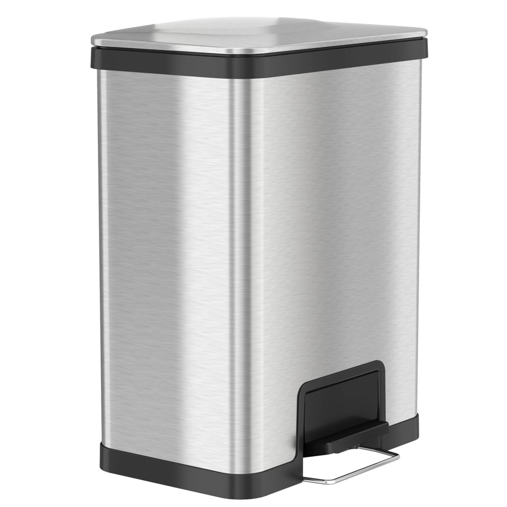 halo quality 13gal AirStep Feather Light Stainless Steel Step Trash Can